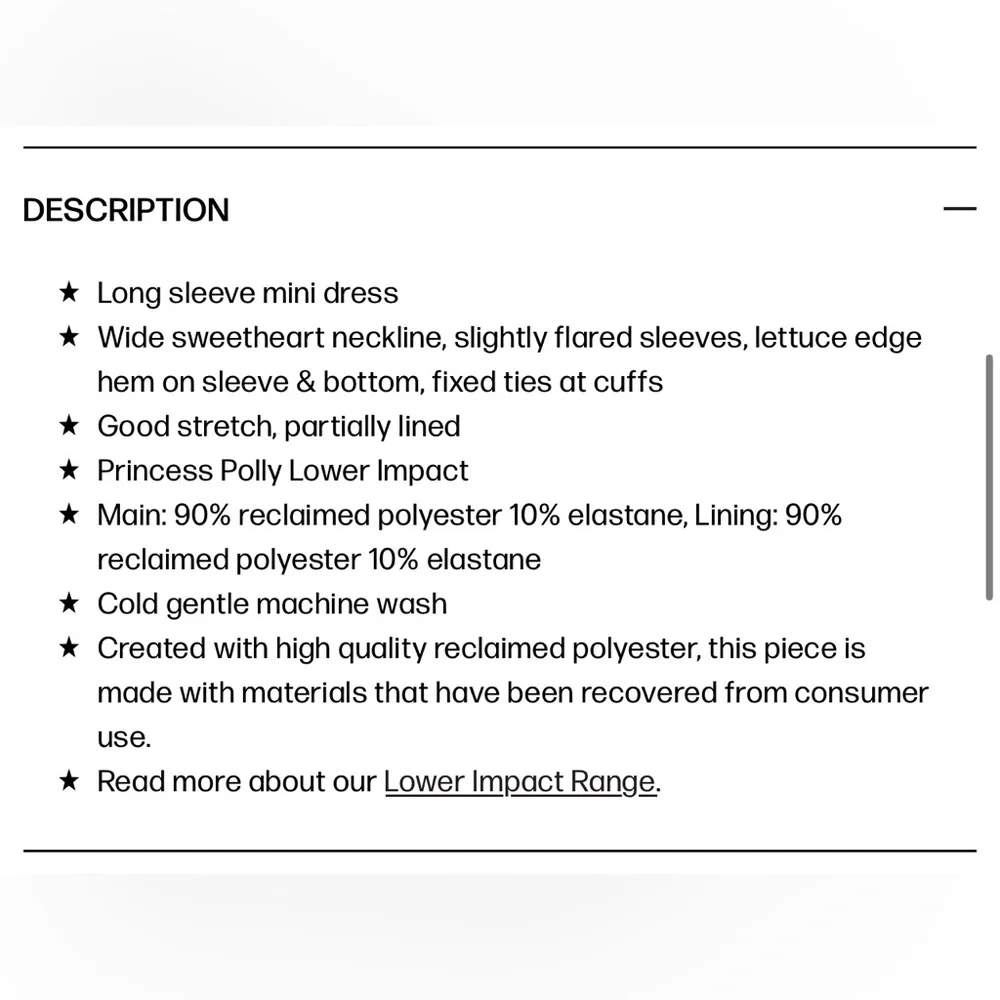 NWT Princess Polly DALZINE LONG SLEEVE MINI DRESS BLACK sz US 6 - Picture 8 of 8